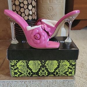 *CLEARANCE* Cape Robbin Pink Floral Heels with Clear Stiletto